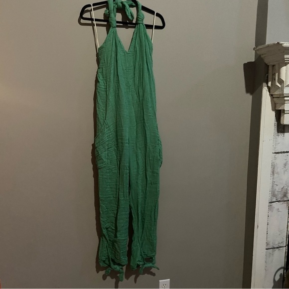 New! Free People free-est Knot It Up Low-back Jumpsuit in Green 28072 - Picture 5 of 13